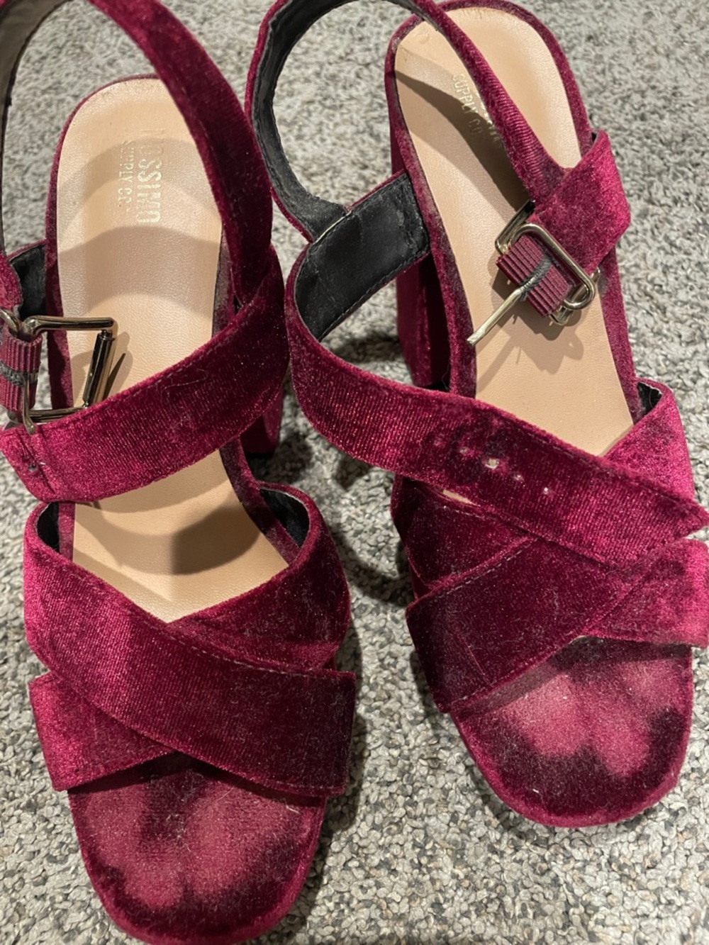 Mossimo Supply Co. Velvet Crisscross Slingback Heels - Burgundy
